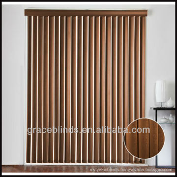 89mm basswood slats aluminiumheadrail with 25mm wood valance timber vertical blinds